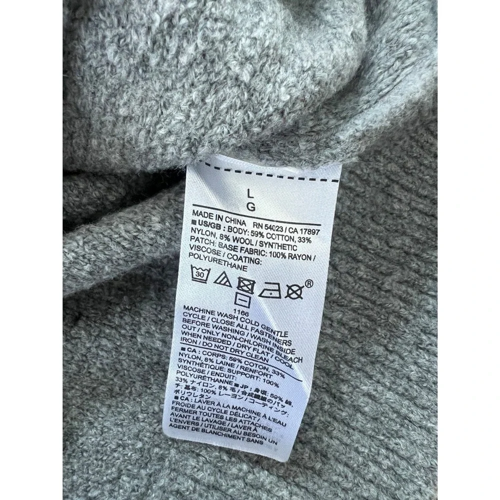 Banana Republic Mens Grey‎ Boucle Cotton Wool Blend Quarter Zip Sweater Large